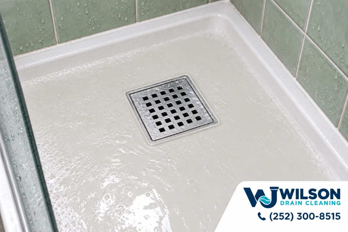 After view for bathroom drain cleaning, showing the same scene after service.