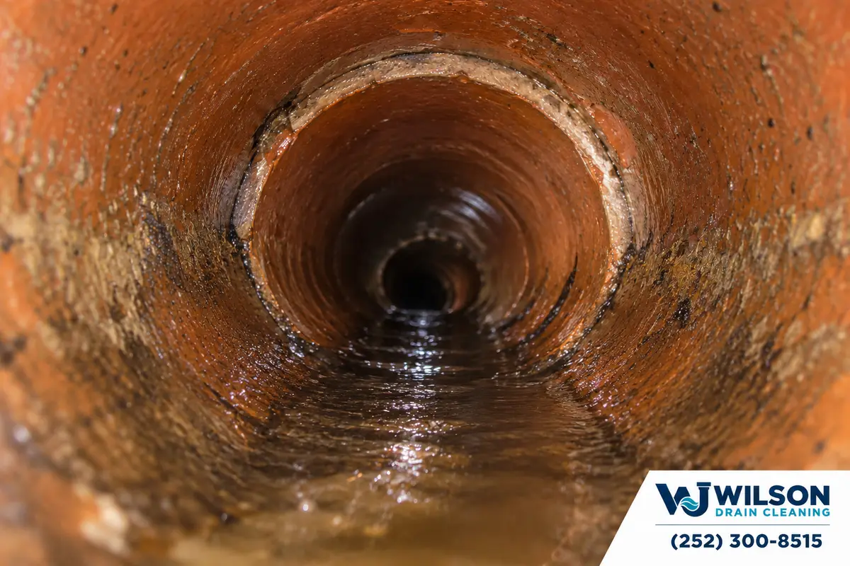 After view for sewer line services, showing the same scene after service.